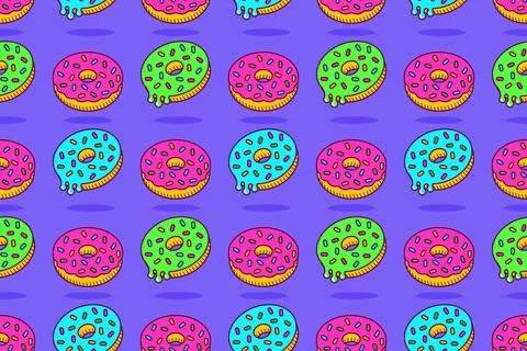 Doughnut melted pattern. Donut with pink icing Stock Illustration