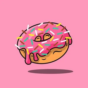 Doughnut with Strawberry Melted Stock Illustration