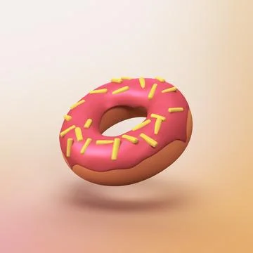 Doughnut - stylized 3d CGI icon object Stock Illustration