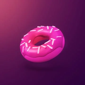 Doughnut - stylized 3d CGI icon object, Not gen Ai Stock Illustration