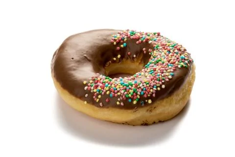 Doughnut on white table Foto stock