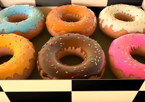 Doughnuts in a box Stock Illustration