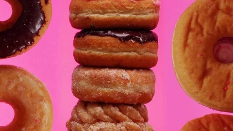Doughnuts Funky Stop Motion Animation Art Stock Footage 125001420