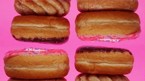 Doughnuts Piles Turning Pop Art Stop Motion Animation Stock Footage 125001553