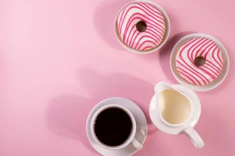 Doughnuts on pink Stock Photos