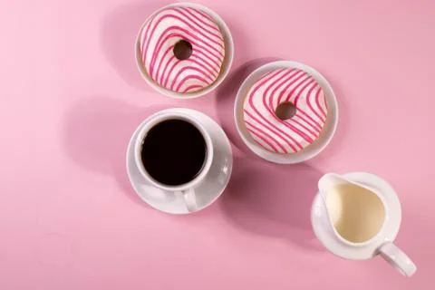 Doughnuts on pink Stock Photos