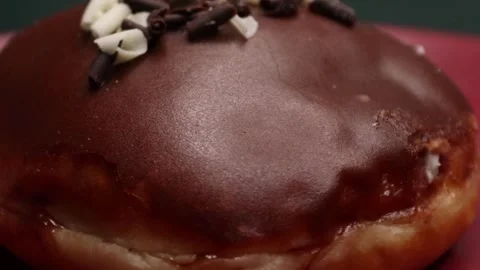 Doughnuts That Rotate 360 Degrees on the Plate Stock Footage 248567823