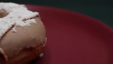 Doughnuts That Rotate 360 Degrees on the Plate Stock Footage 248569562