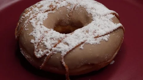 Doughnuts That Rotate 360 Degrees on the Plate Stock Footage 248569617