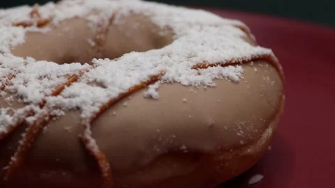 Doughnuts That Rotate 360 Degrees on the Plate Stock Footage 248569792