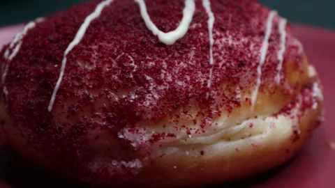 Doughnuts That Rotate 360 Degrees on the Plate Stock Footage 248569988