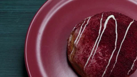 Doughnuts That Rotate 360 Degrees on the Plate Stock Footage 248570318