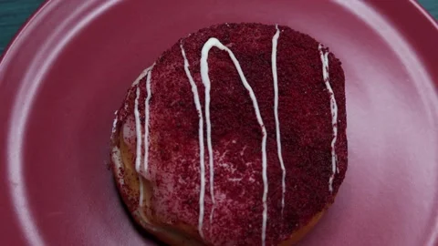 Doughnuts That Rotate 360 Degrees on the Plate Stock Footage 248570433