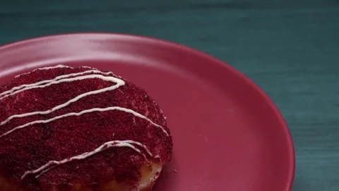 Doughnuts That Rotate 360 Degrees on the Plate Stock Footage 248570523