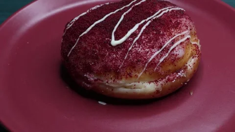 Doughnuts That Rotate 360 Degrees on the Plate Stock Footage 248570524