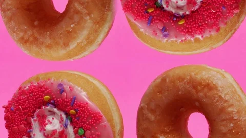 Doughnuts Rotating Pop Art Stop Motion Animation Stock Footage 125001672