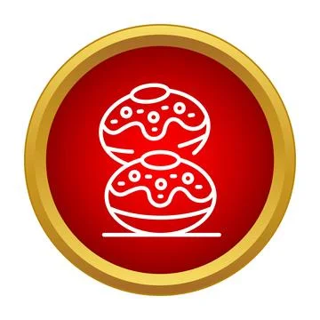 Doughnuts stacked in a round icon button Stock Illustration