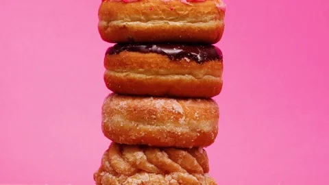 Doughnuts Tower Rotating Stop Motion Animation Pop Art Stock Footage 125002131