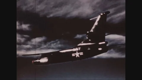 Douglas A-3 Skywarrior jet in flight during demonstration - 1955-1958 Stock Footage 99783812