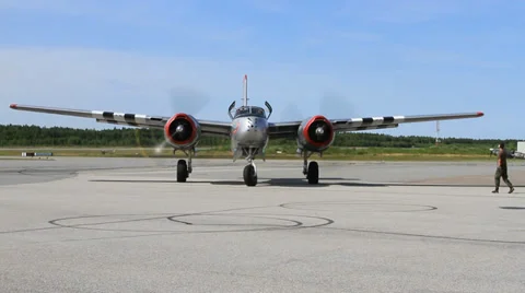 Douglas A/B-26 Invader turning to runway Video stock 27544795