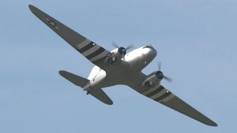 The Douglas C-47 Skytrain transport aircraft at Airbase 702 Open Days Stock Footage 259408915