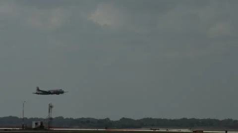 Douglas C-54 Skymaster flies from left 4K Stock Footage 42710685