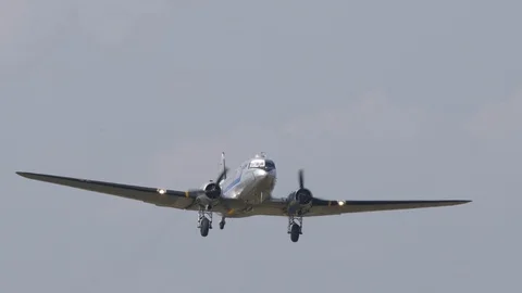 Douglas DC-3 approaching Stock Footage 115129244