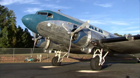 Douglas DC-3 Pre-Start Stock Footage 45549353