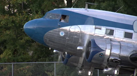Douglas DC-3 Shut Down Stock Footage 45549394