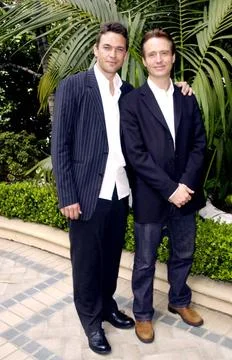  Dougray Scott and Linus Roach and a press conference for Ten Commandments... Stock Photos