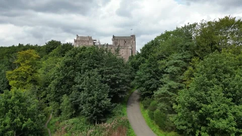 Doune Castle Reveal: Dramatic Drone 4K View, Scotland Stock Footage 257485115