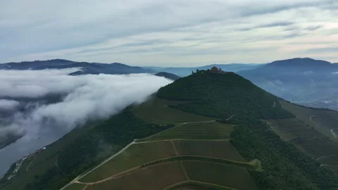 Douro Mountain with palace on top Stock Footage 188505155