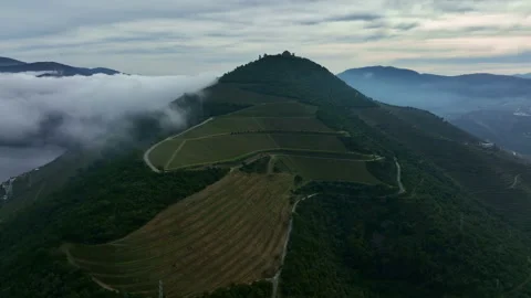 Douro Mountain with palace on top Stock Footage 188505158