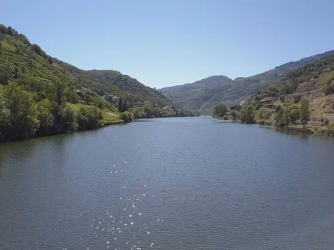 Douro River Aerial Landscape 1 Stock Footage