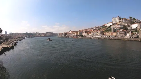 DOURO RIVER AND A BOAT Stock Footage 95095336