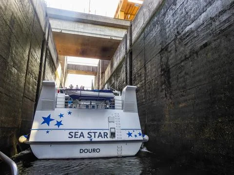 Douro river lock. Stock Photos