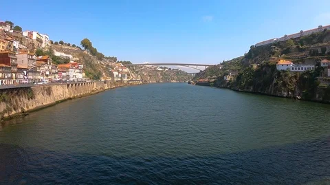 DOURO RIVER FROM LUIS I BRIDGE, PORTO, PORTUGAL Stock Footage 94759891