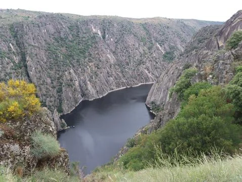 Douro river natural border between Spain Portugal natural deep Stock Photos