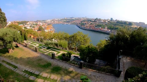 DOURO RIVER FROM PALACIO DE CRISTAL GARDEN, PORTO, PORTUGAL Stock Footage 95038993