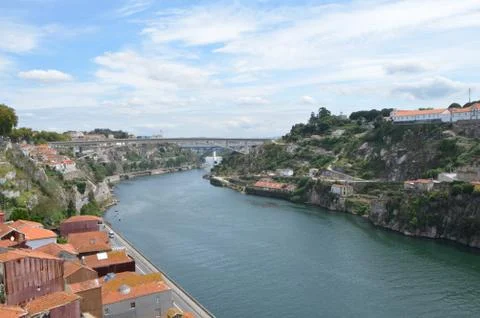 Douro River Top View from Dom Luís I Bridge in Porto, Portugal Stock Photos