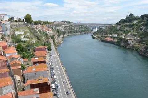 Douro River Top View from Dom Luís I Bridge in Porto, Portugal Stock Photos