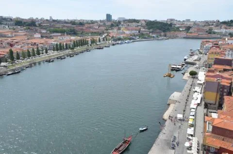 Douro River Top View from Dom Luís I Bridge in Porto, Portugal Stock Photos