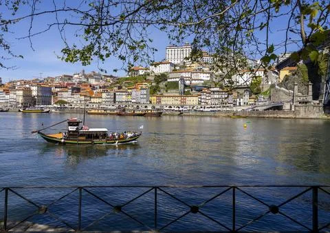 Douro River, view from Vila Nova de Gaia with the cityscape of old Porto Stock Photos
