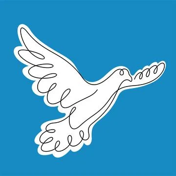 Dove abstract one line vector illustration Illustrazione stock
