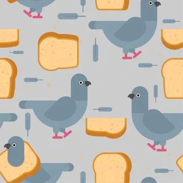 Dove and bread pattern seamless. Pigeon background. vector illustration Illustrazione stock