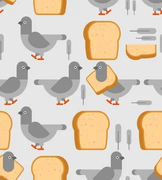 Dove and bread pattern seamless. Pigeon background. vector illustration 스톡 일러스트
