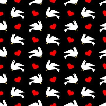 Dove and love pattern seamless. pigeon and heart background Stock Illustration