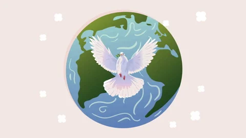Dove bird with earth planet Stock Footage 201891010