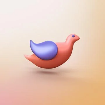 Dove bird - stylized 3d CGI icon object Stock Illustration