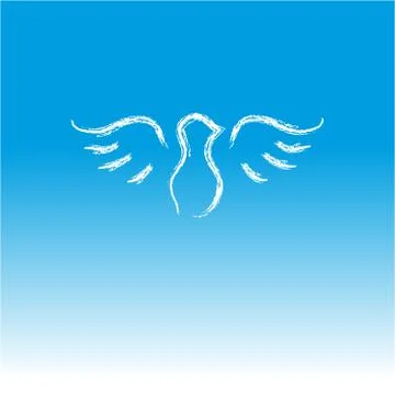 Dove on blue background. Stock Illustration